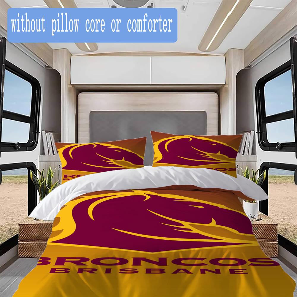 Brisbane Broncos Pattern Bedding,Quilt Set Quilt Cover Pillowcase Home Birthday Gift (1*duvet cover+2*pillowcase,without core)ZSJT0917137