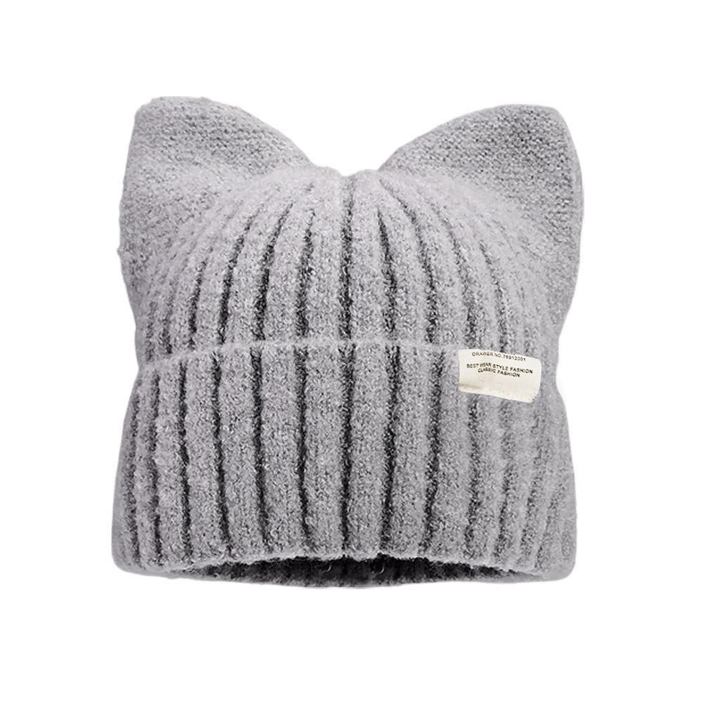 Fashion Cat Ear Hat Cute Beanie Hat Knit Winter Cap Warm Slouchy Crochet Hat For Women Girls Ski Cycling Snowboard Travel