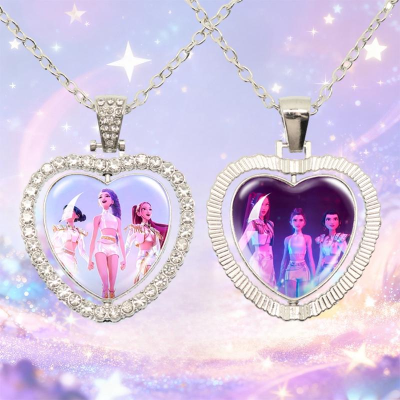 K-pop Ожерелье с персонажем демона в форме сердца Huntri K-pop Кулон Ожерелье идола Подарок для фанатов K-pop Браслет воина Аниме украшения Подарки