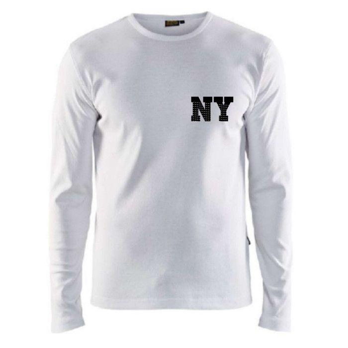 Tee shirt - New-York - Blanc - Manches longues - 100% coton - Garçon