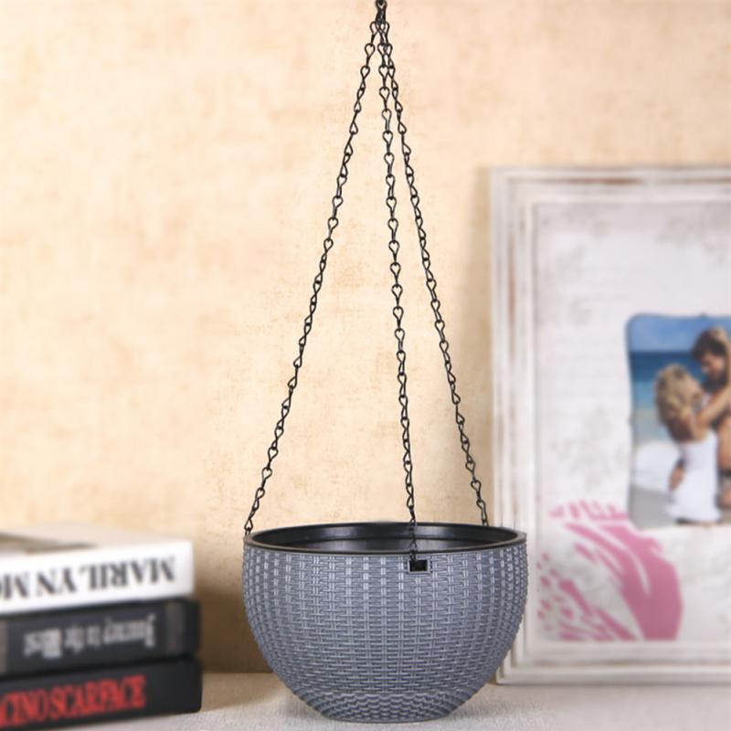 CANXING Подвесная корзина Imiatino Цветочный горшок с виноградной лозой Круглый садовый кашпо из смолы с треугольной цепью