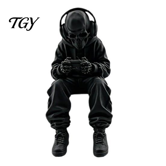 Creative Gaming Peripheral 3D Printed Skeleton Figurine Desk Decor, Sitting Statue Game Small Room Decor Decoration, Computer & Edge Sitter