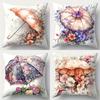 Romantic Floral Umbrella Pillow Covers, Watercolor Lace Art Throw Pillow Cases, Shabby Chic Cottage Home Decor Cushion Covers
