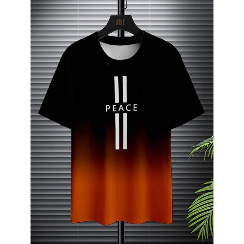 Летний топ с круглым вырезом и 3D-печатью с градиентными буквами, модные повседневные футболки с короткими рукавами для мужчин