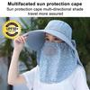 Women Sunscreen Hat Solid Color Large Brim Sun Hat for Face Protection