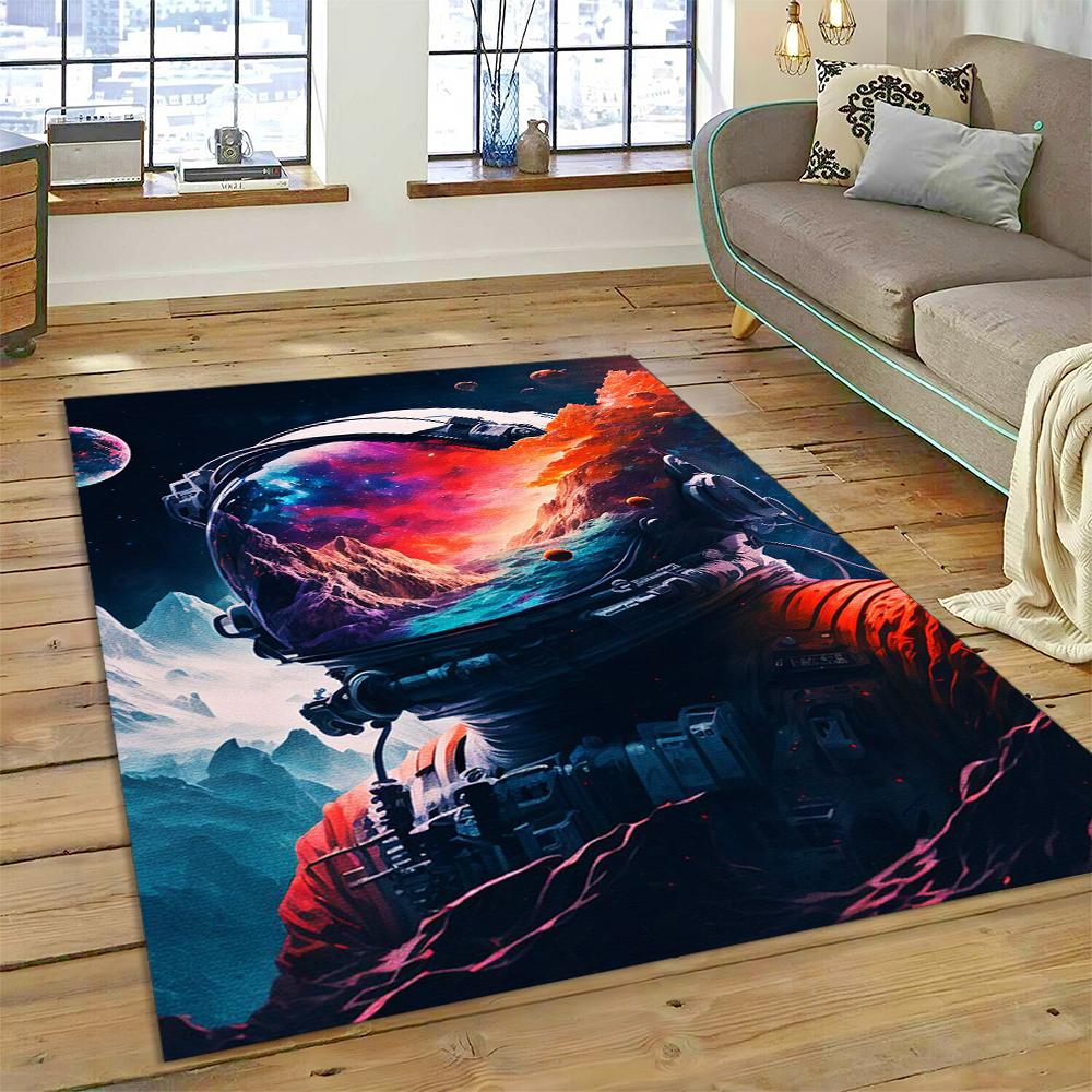 Outer Space Astronaut Universe Spaceman Cartoon Carpet Rug for Home Living Room Bedroom Sofa Doormat Decor,Kid Area Rug Non-slip