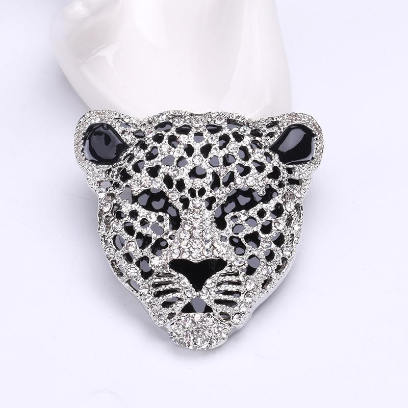 Rhinestone Leopard Brooch for Women Unisex Animal Heads Lapel Pins Office Party Gifts Accessories