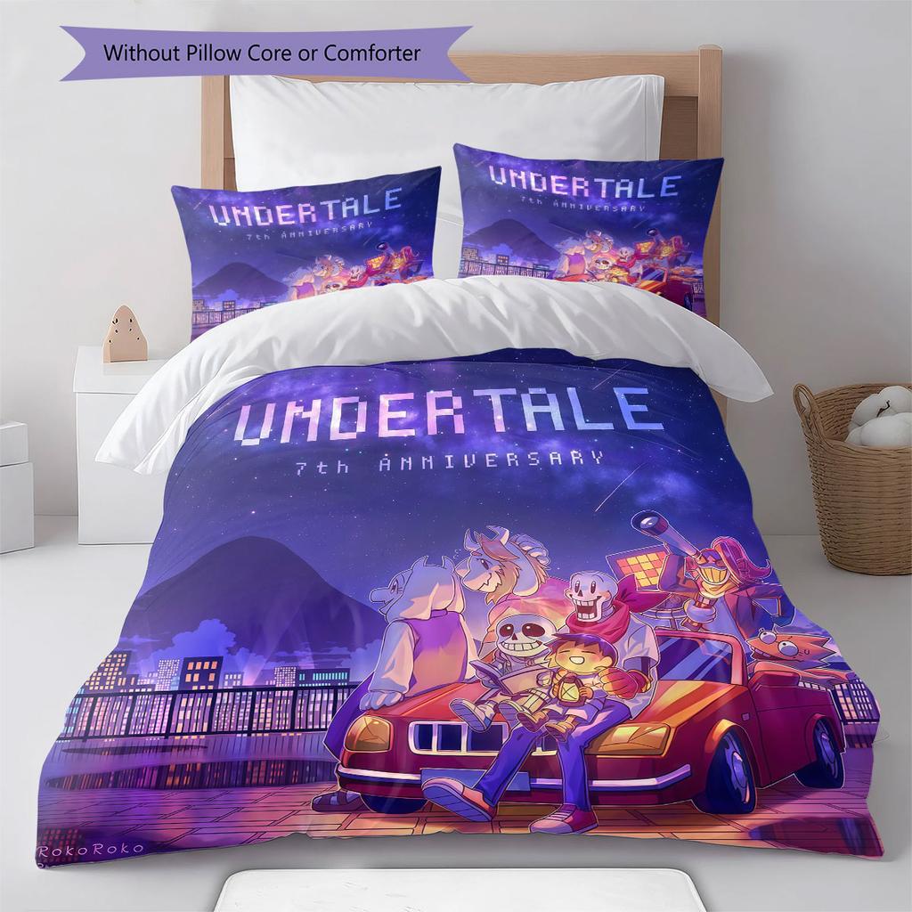 Deltarune Brave Bond Bedding Quilt Set Quilt Cover Pillowcase Home Decoration Birthday Gift (1 * duvet cover + 2 * pillowcase, without core)