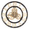 Large 3D Retro Wall Clock 34CM Vintage Wooden Gear Wall Clock Numerals Industrial Style Clocks for