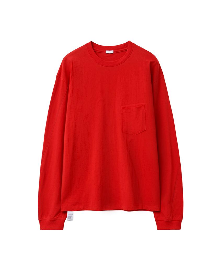 YOUCHE PRET A PORTER Sq Slant Long Sleeve Tee Scarlet Red