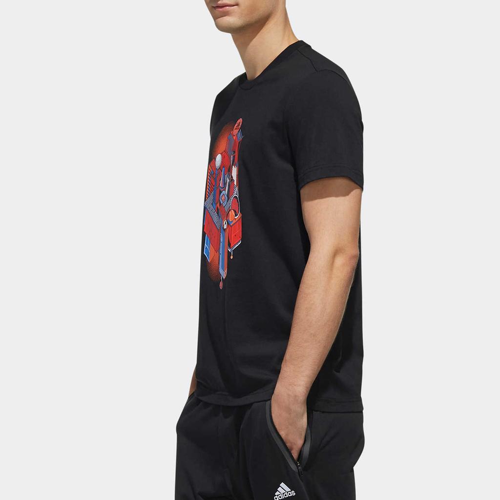 adidas Футболка с коротким рукавом с принтом, мужская, черная DY8717