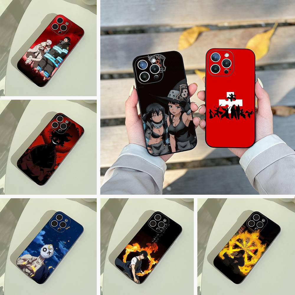 Shonen anime -Fire- Force Phone Case For iPhone 17,16,15,14,13,12,11 Pro Max,16/15/14Plus,XS Soft Black Cover
