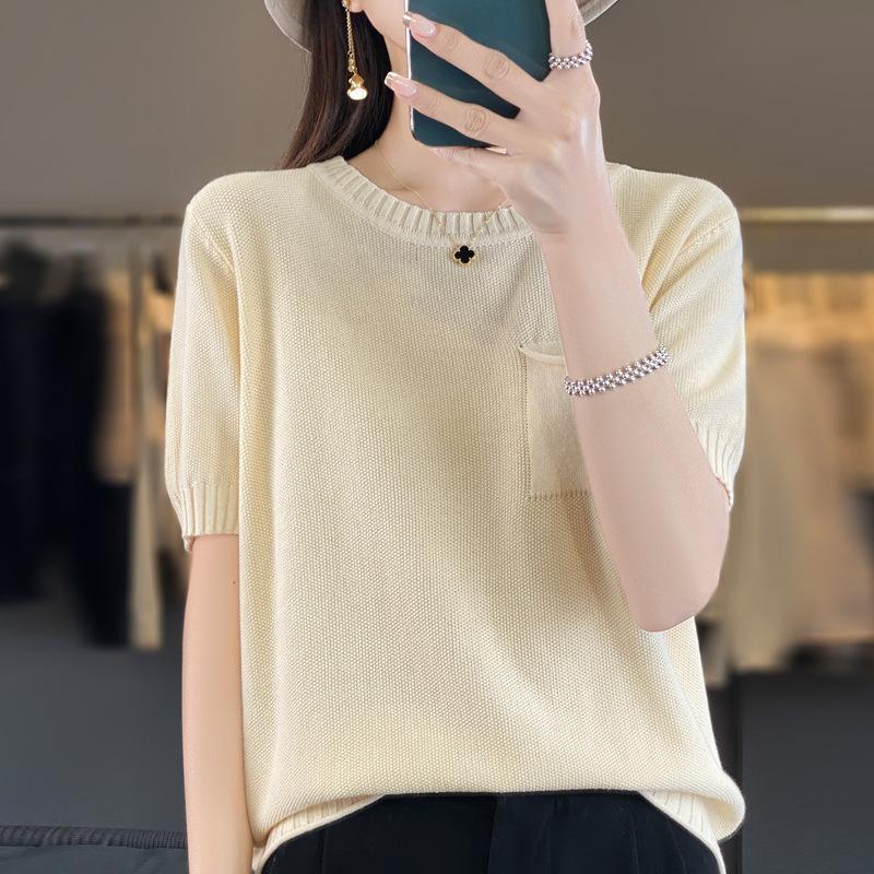 DAFIFY Женские модные повседневные летние весенние однотонные блузки и рубашки с короткими рукавами и круглым вырезом с принтом