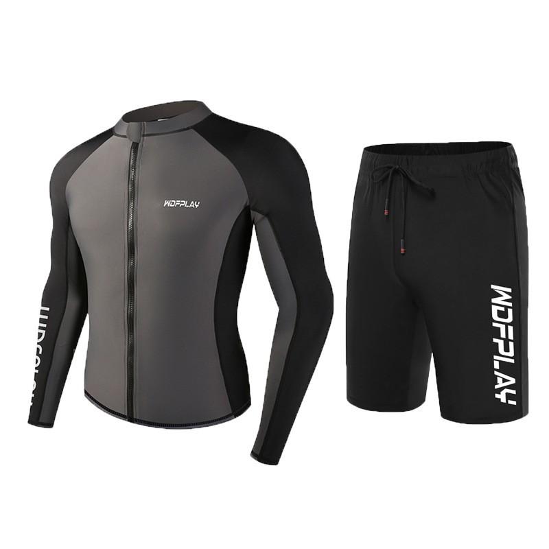 Mens Full Coverage UV Protection Rash Guard Set Long Sleeve Surfing Wetsuit With Pants Snorkeling Swimming