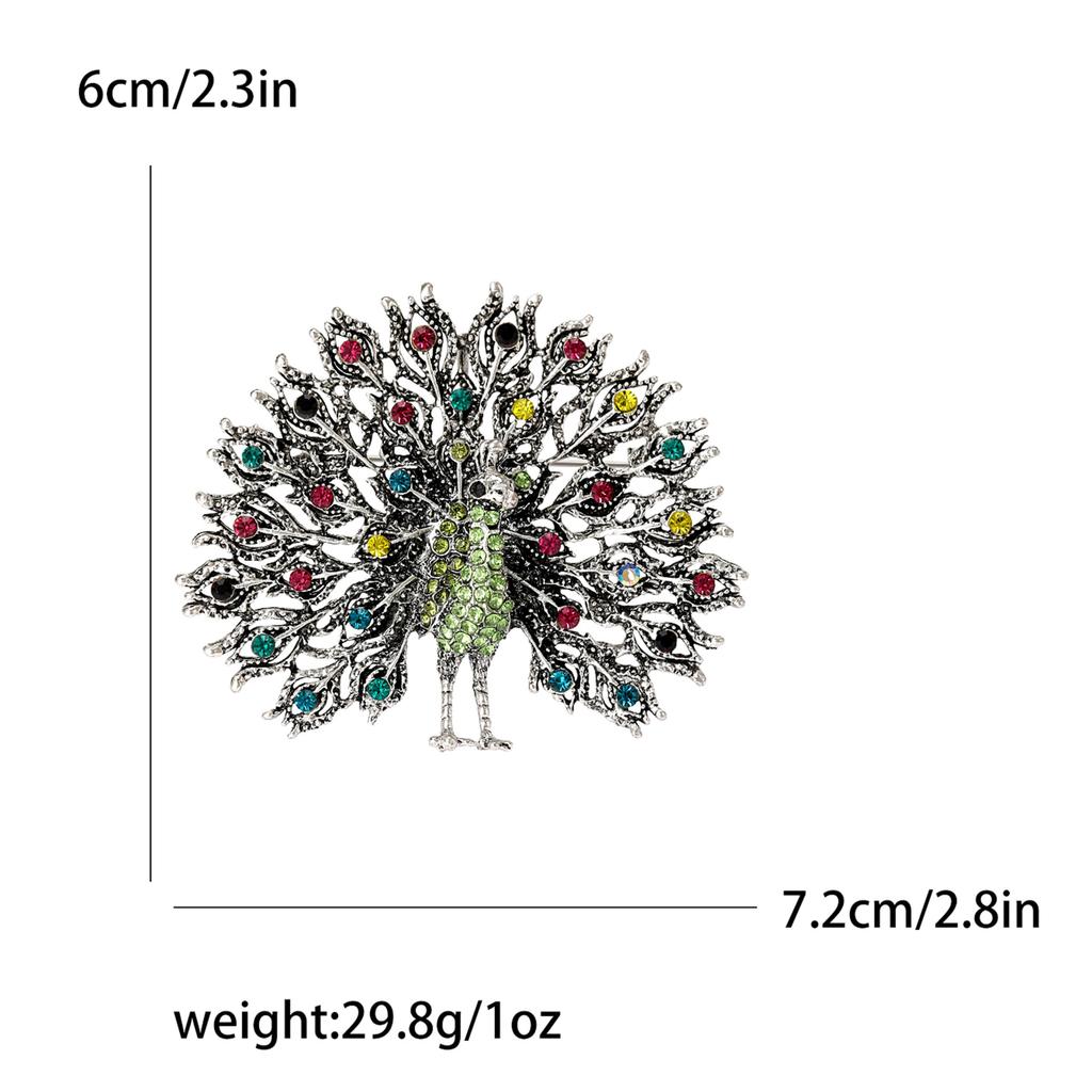 Stylish Retro Peacock Corsage Accessories, Peacock Screen Brooch, Creative Personalized Rhinestone Animal Pin