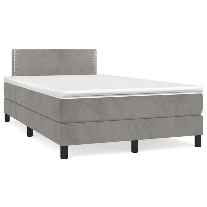 Cadre de lit avec matelas - Maison Exclusive - 120x190 cm - Velours gris clair - Bande LED colorée