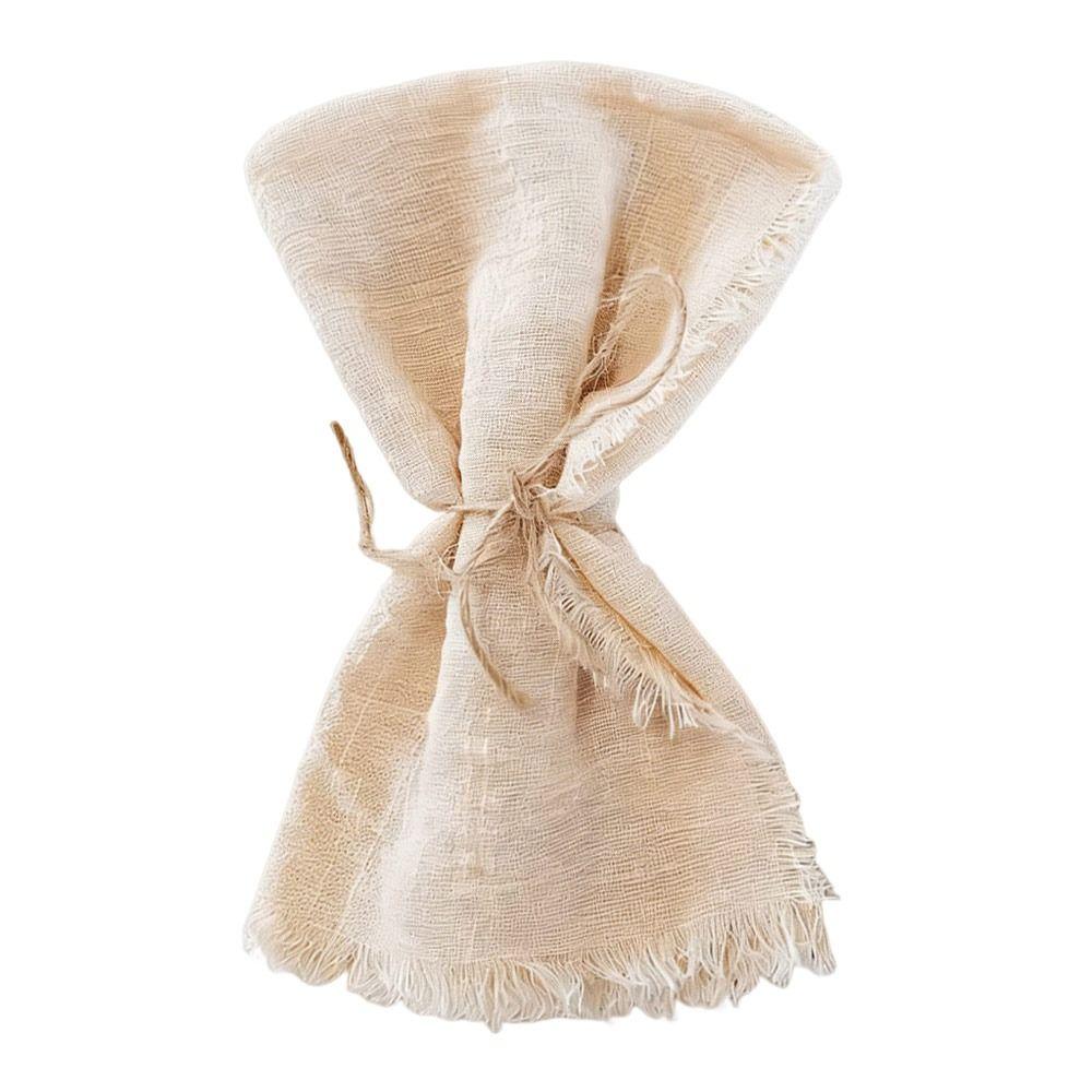 6pcs Sage Green Tassel Napkins Reusable Gauze Napkins Reusable Cloth Napkins  Home Decoration