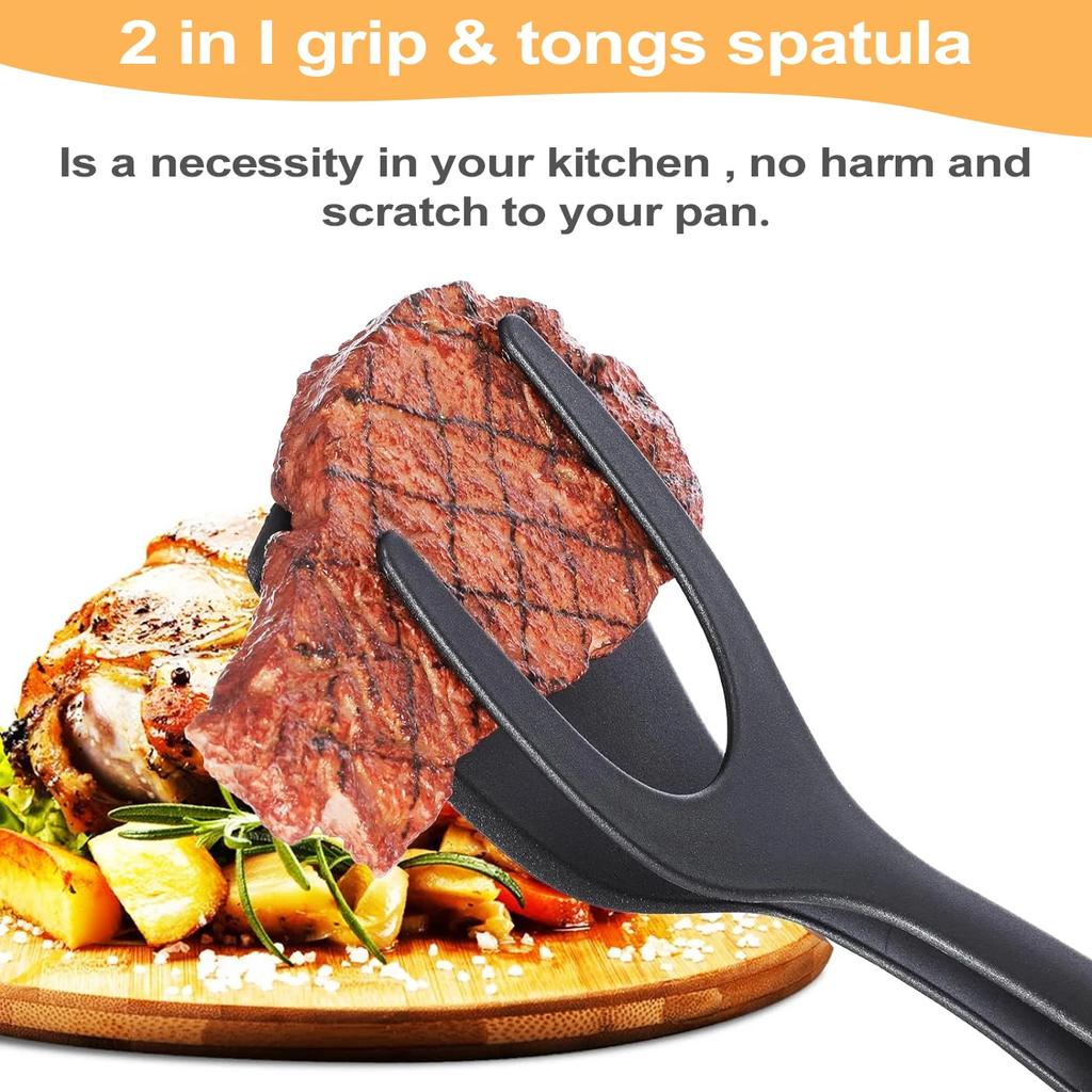 Leeseph 2-в-1 щипцы-лопатки, щипцы для переворачивания яиц, приспособление для приготовления рыбы, блинов, французских тостов, омлета, лопатка для мяса для домашней кухни