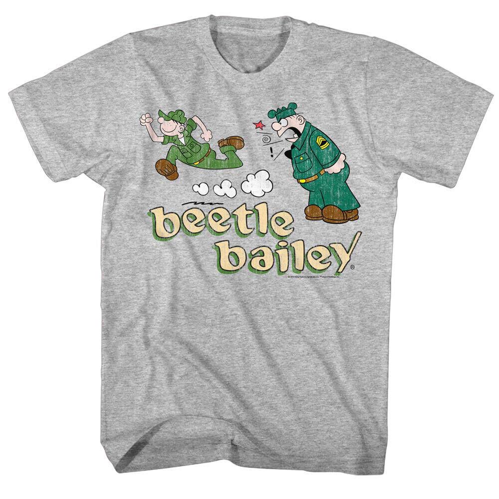 Серая футболка унисекс приталенного кроя Beetle Bailey Beetle Run Sarge Yell