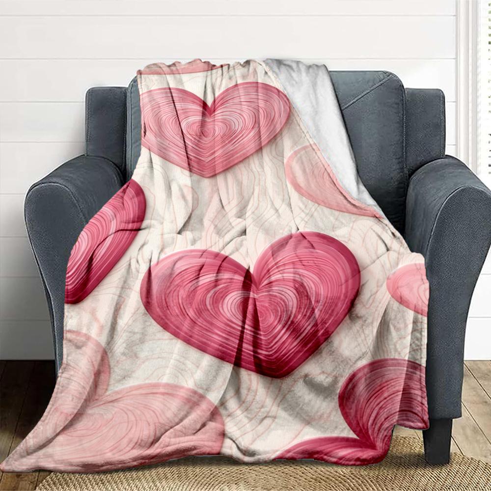 Pink Hearts Flannel Blanket Throw Blanket Soft Warm Sofa Bed Camping home Decor Unique Christmas Gift C9261825