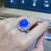 BELLA BOX Высококачественное открытое кольцо в форме голубиного яйца 10*12 с синим кончиком и кристаллами, полное бриллиантовое открытое кольцо, женское модное кольцо с темпераментом