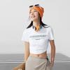 Li Ning CF Letter Print Pullover Round Neck Short Sleeve T Shirt Women T Shirts Standard-White ATSU614-1