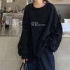 Autumn Korean Hong Kong Style Minimalist Letter Student Top Loose Thin Long Sleeve Hoodie Womenswear