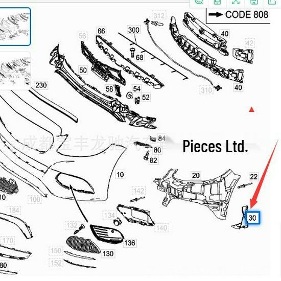 Mercedes-Benz C-Class W205 Front Bumper Left Bracket (2058853865)