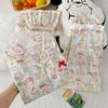 Sweet Cartoon Puppy Sweet Imitation Cotton Edge Women's Summer Pajamas Short-sleeved Three-piece Set Can Be Worn Outside