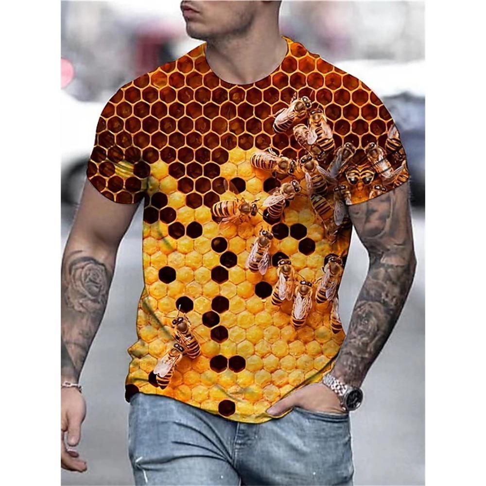 Men's T-Shirts 3d Print Cute Bee Pattern Tops Tees New In Summer Women Kids Streetwear Fashion Oversized T Shirt Men Clothing