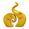 Lavish Home Decor Golden Elephant Couple Figurine | Piano Finish Ceramic Figures - (Set of 2 Piece, Gold), Love