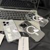 LINE KT Кошка Магнитная Кнопка ИИ Акриловый Чехол для Apple 13/14/15/16 ProMax с Мультяшным Дизайном