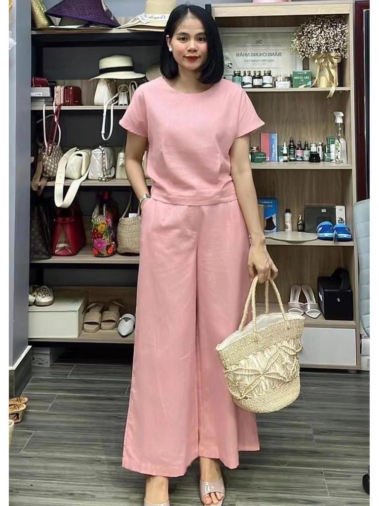 2023 International Solid Color Short-Sleeve Two-Piece Suit - Women's Elegant Commuting Outfit