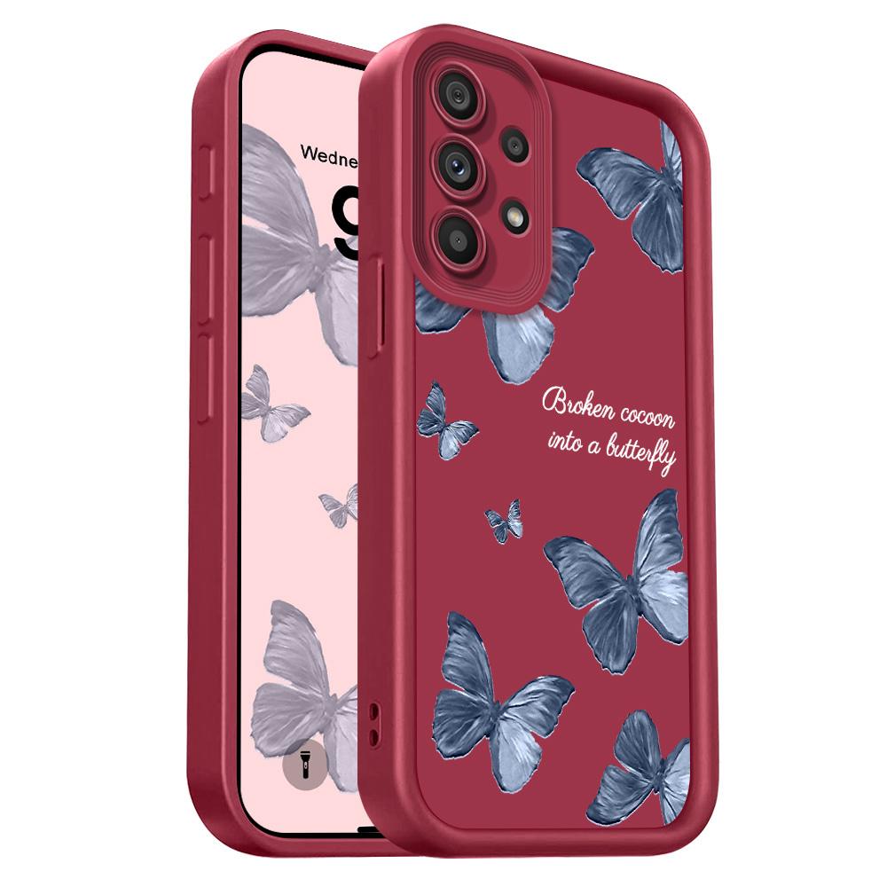 Flying Butterflies Phone Case For Samsung Galaxy A54 A34 A14 A73 A53 A33 A23 A13 A72 A52 A52S A32 A22 A71 4G 5G Staircase Soft C