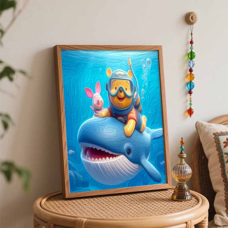 Disney Diving Winnie Piglet DIY Painting Kit Classic Style Home Decor Craft Gift Idea Art Supplies Wall Decor Canvas Painting Art