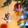 Christmas Tree Ornament Cartoon Cat Pendant with Lanyard Easy To Hang Decorative Acrylic Rearview Mirror Hanging Accessory