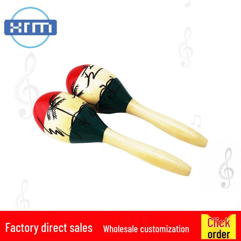 Painted Coconut Tree Shaker Wooden Sand Ball - Orff Instrument (1 Piece)