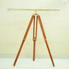 Brass Finish Single Barrel Telescope with Brown Wood Tripod Ideal for Home, Office Decor 99.06 Cm