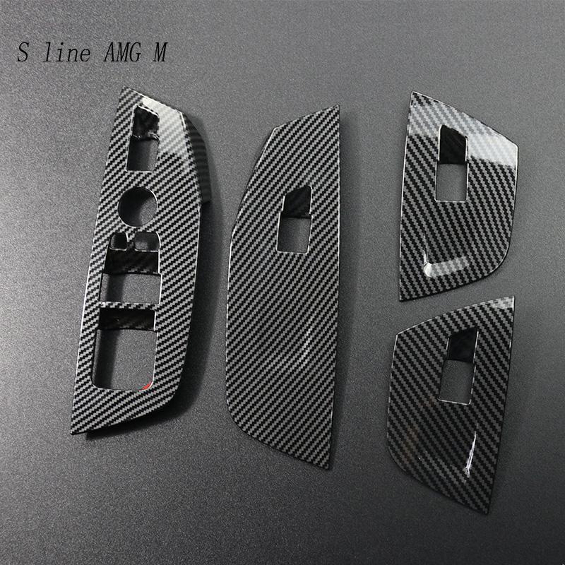 RHD Car Door Button Panel Carbon Fiber Stickers Cover Frame For BMW X3 X4 G01 G02 Armrest Window Glass Lifting Auto