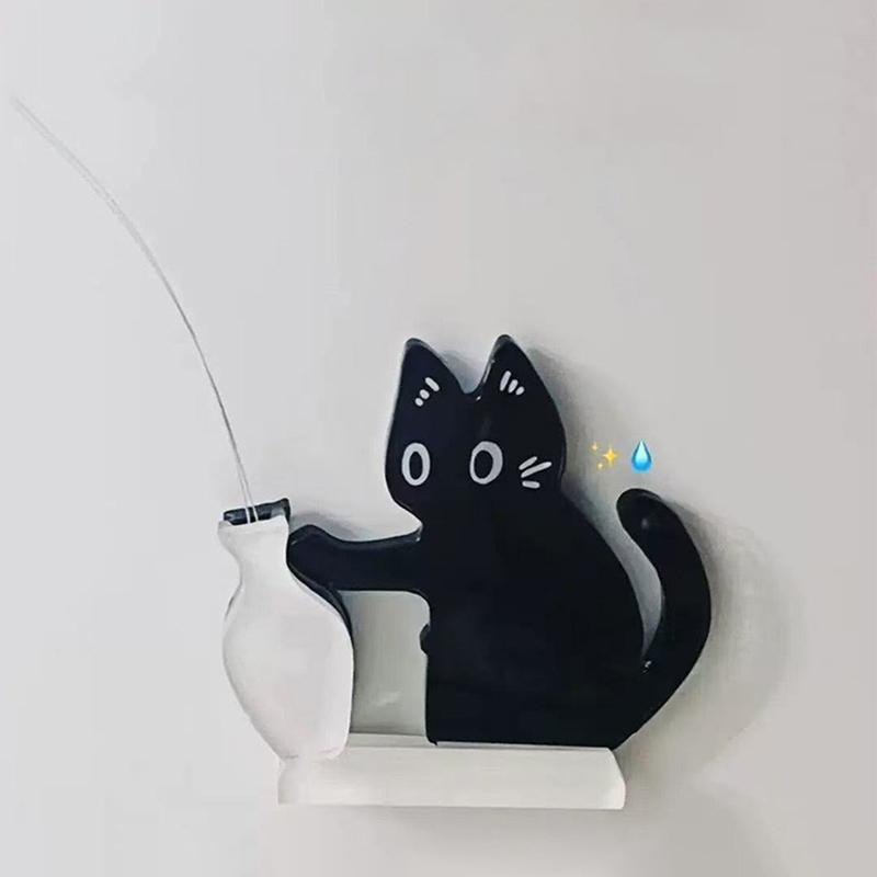Акриловые Усы Кошки Коллекция Украшений Магнитные Мультяшные Кошки Хранение Шерсти Памятная Шкатулка Черный Кот Толкающий Вазу Декор+