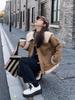 2024 Women's Korean Style Cold-Proof Fur-Integrated Motorcycle Jacket, Petite Fit, Plus Velvet