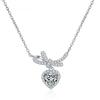 Серебро S925 Муассанит Сердце Ожерелье 1 карат Отличная огранка Ожерелье с подвеской в ​​виде банта, покрытое белым золотом 18 карат GRA Jewelry