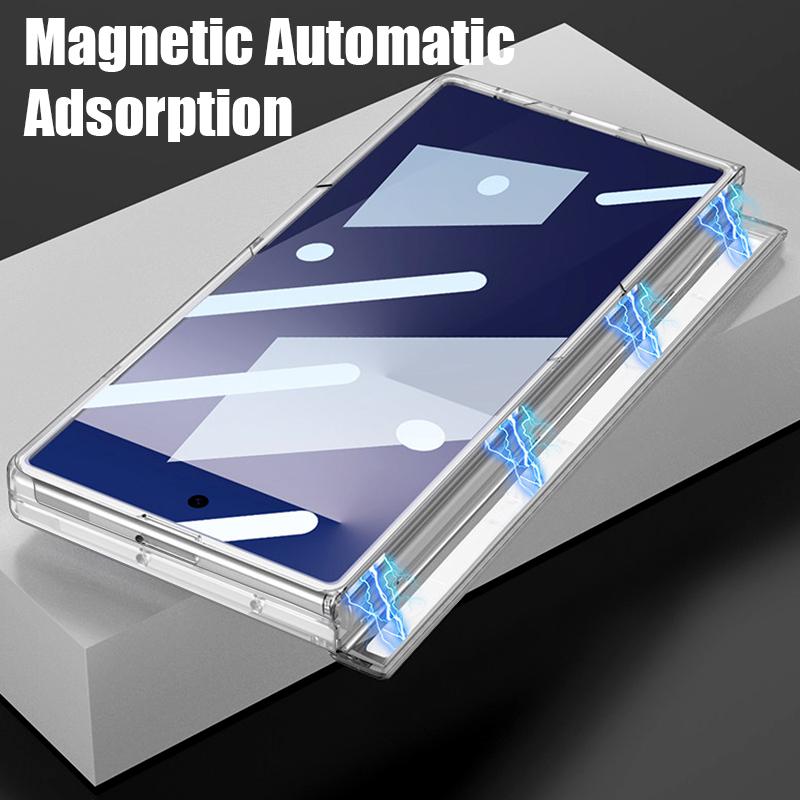Магнитный чехол для телефона для Samsung Galaxy Z Fold 7 6 5 Fold7 Fold6 Fold5 5G, противоударный, с леопардовым принтом, прозрачная жесткая крышка