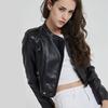 Autumn Women'S Leather Jacket, Short Slim Stand-Up Collar Women'S Locomotive Jacket, Washed Small Leather Jacket