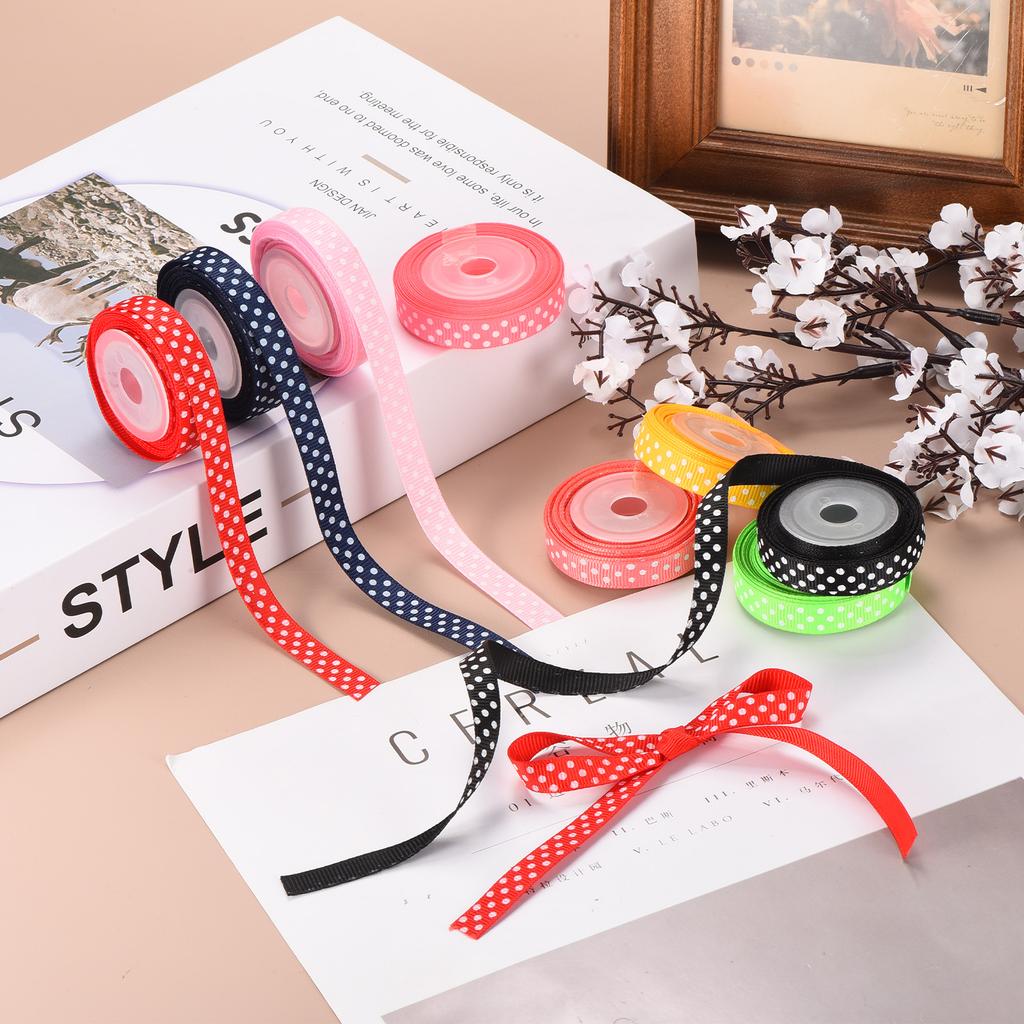 Лента гросгрейн в горошек, лента для упаковки подарков, лента с принтом в горошек, мультяшная лента, украшение для подарочной упаковки, 8 цветов, 40 ярдов x 0,4"