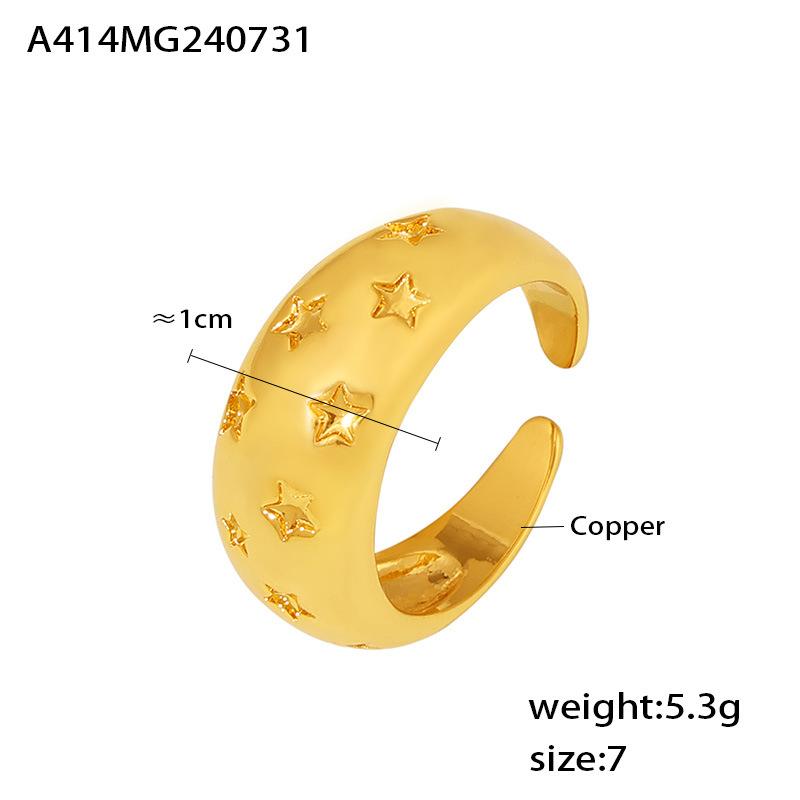 Ретро-стиль Звезда Широкая версия Гладкая поверхность Открывающееся кольцо Ветряная ниша Дизайн Медный материал Ювелирные изделия