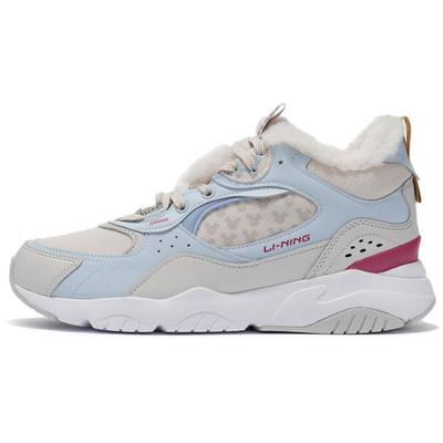 Серия коллаборации Li Ning Disney Blaze Road Амортизирующие Нескользящие Теплые Кроссовки для Бега с Низким Верхом Женские Кроссовки для Бега Серый AGLR130-3