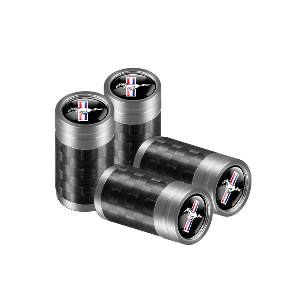TVEI7 4Pcs Carbon Fiber Car Wheel Tire Valve Stem Air Cap Auto Decoration For Ford Fiesta Focus 2 Mk3 Mondeo Mk4 Ranger Kuga Mustang