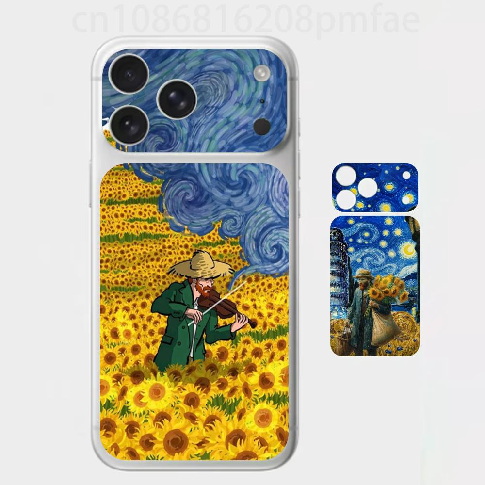 Премиальная защитная наклейка «Подсолнухи» Ван Гога для iPhone 17 Pro/Max, Защитная декаль для задней рамки и камеры (Не чехол)