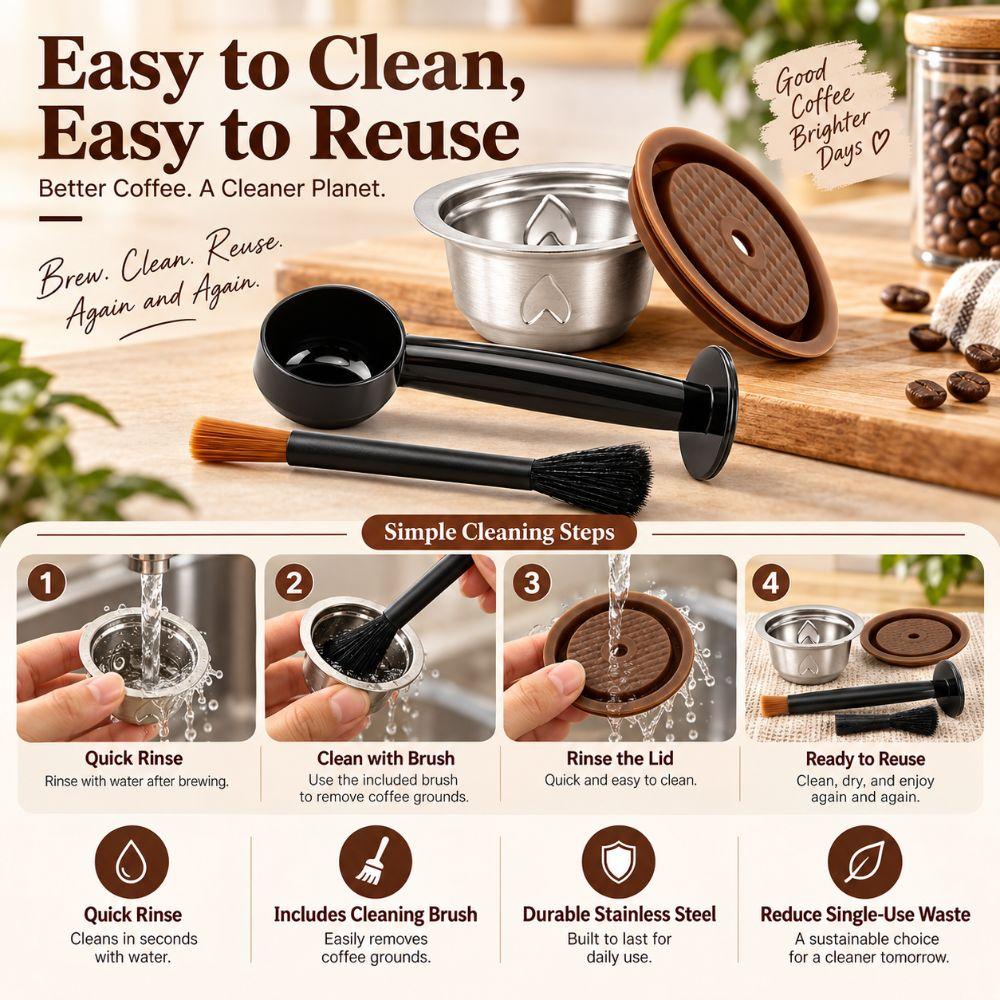 Stainless Steel Coffee Pod Set Reusable Coffee Capsule Home Coffee Brewing